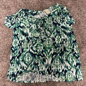 Green and Blue Patterned Blouse